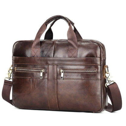 Men Genuine Leather Handbags Casual Leather Laptop Bags Male Business Travel Messenger Bags Men's Crossbody Shoulder Bag