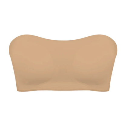 Women's Sexy Strapless Push Up Bra Removable Padded Seamless Ice Silk Top Women Invisible Beauty Back Anti-slip Off-shoulder Bra