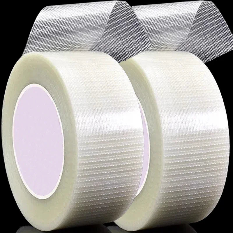 20 Meters Glass Fiber Adhesive Mesh Tape Transparent Waterproof Grid Tapes High Viscosity Reinforced Strapping Packing Seal Tape