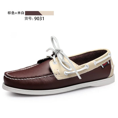 Male Classic Boat Shoes Leather Hot Sale New Men's Outdoor Walking Shoes Men Wedding Dress Shoes Lace-Up Fashion Men Loafers