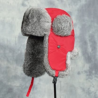 2024 New Winter Hat For Men Real Rabbit Fur Ear Cap Warm Winter Men Hat Fur Beret Russian Hats High Quality to Keep Warm