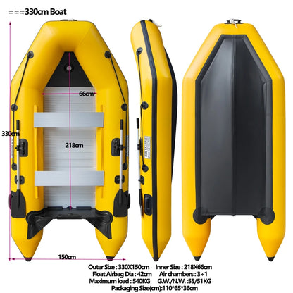 New 0.9mm Thickening (2.3~3.3m) Assault Boat Set 2-6 People Assault Boat Air Alloy Floor Lifeboat Kayak Inflatable Fishing Boat