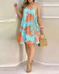 Floral Print Halter Neck Dress Boho Backless Halter Dress For Spring  Summer Women's Clothing