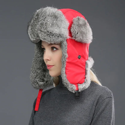 2024 New Winter Hat For Men Real Rabbit Fur Ear Cap Warm Winter Men Hat Fur Beret Russian Hats High Quality to Keep Warm