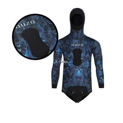 2 Pieces Neoprene Wetsuit 5mm Camouflage Long Sleeve Fission Hooded Submersible Men Keep Warm Scuba Diving Suit