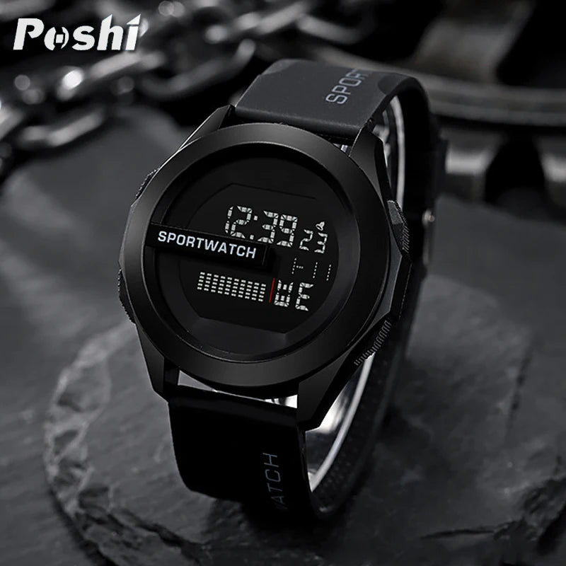 POSHI Sport Watch for Man Luxury Digital Wristwatch Stopwatch Luminous with Date Week Original Waterproof Clock free shipping