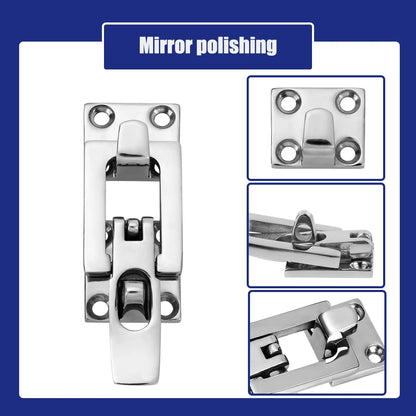Marine 316 Stainless Steel Anti-Rattle Square Latches for Boat Door Hatch,Hold Down Clamp Latches, Lockable, Sturdy Construction