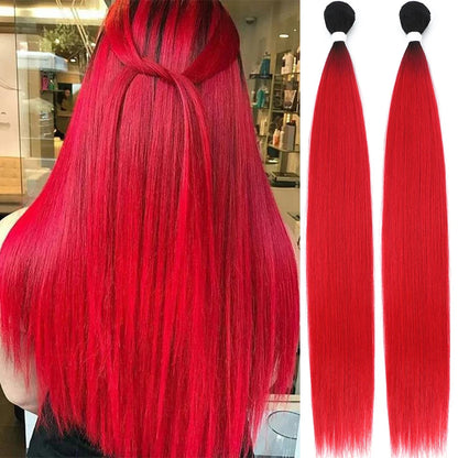 Bone Straight Hair Bundles Salon Natural Hair Extensions Fake Fibers Super Long Synthetic Yaki Straight Hair Weaving Full to End