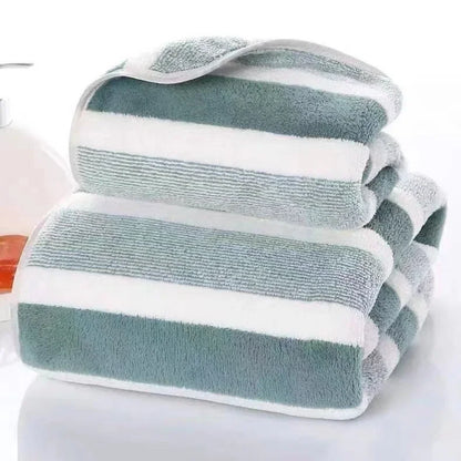 Bathroom Towel Set with Striped Pattern, Soft Hand Absorbent, Wrapping Towels, Quick Drying, Beauty Salons and Hotels