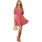 White Sand Spot Mini Summer  Women V Neck Casual Beach Sundress Sexy Botton Wrap Bodycon Dress Female