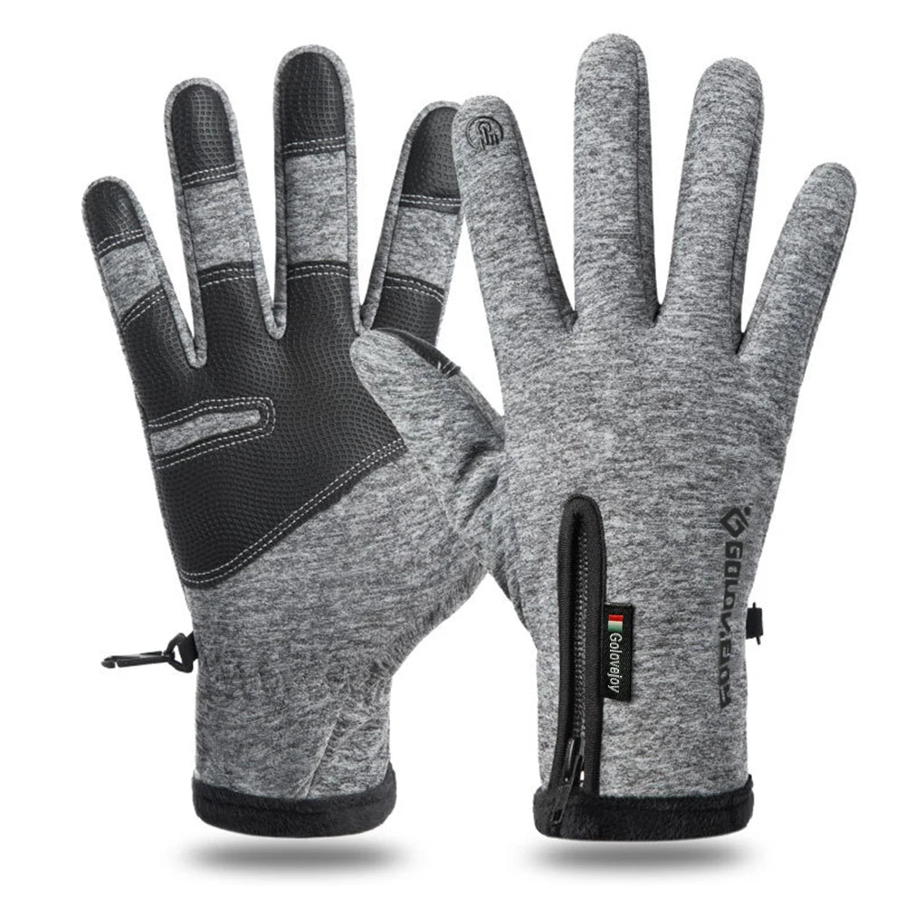 Motorcycle Gloves Winter Thermal Fleece Lined Winter Water Resistant Skin-friendly Touch Screen Outdoor Moto Riding Ski Gloves