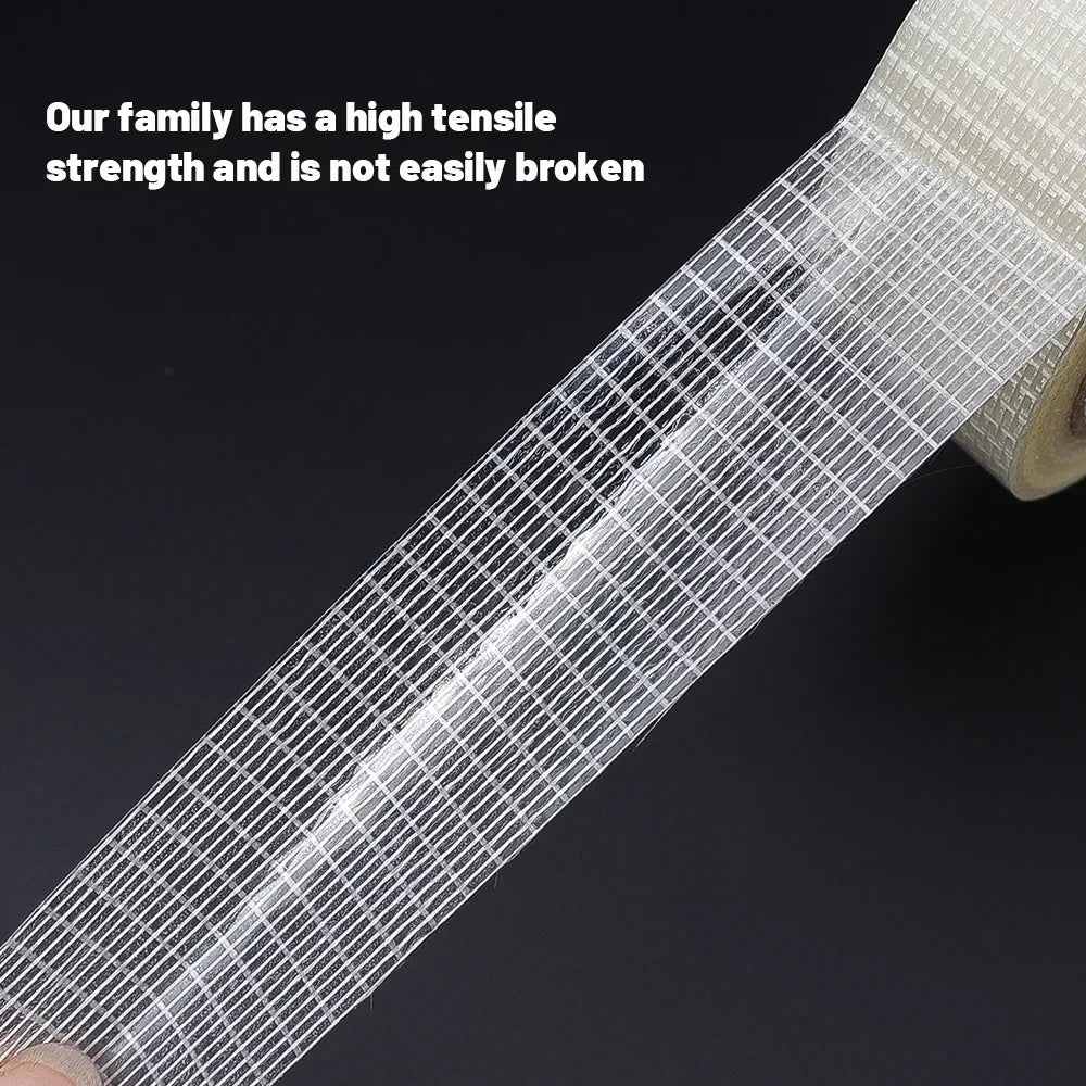 20 Meters Glass Fiber Adhesive Mesh Tape Transparent Waterproof Grid Tapes High Viscosity Reinforced Strapping Packing Seal Tape