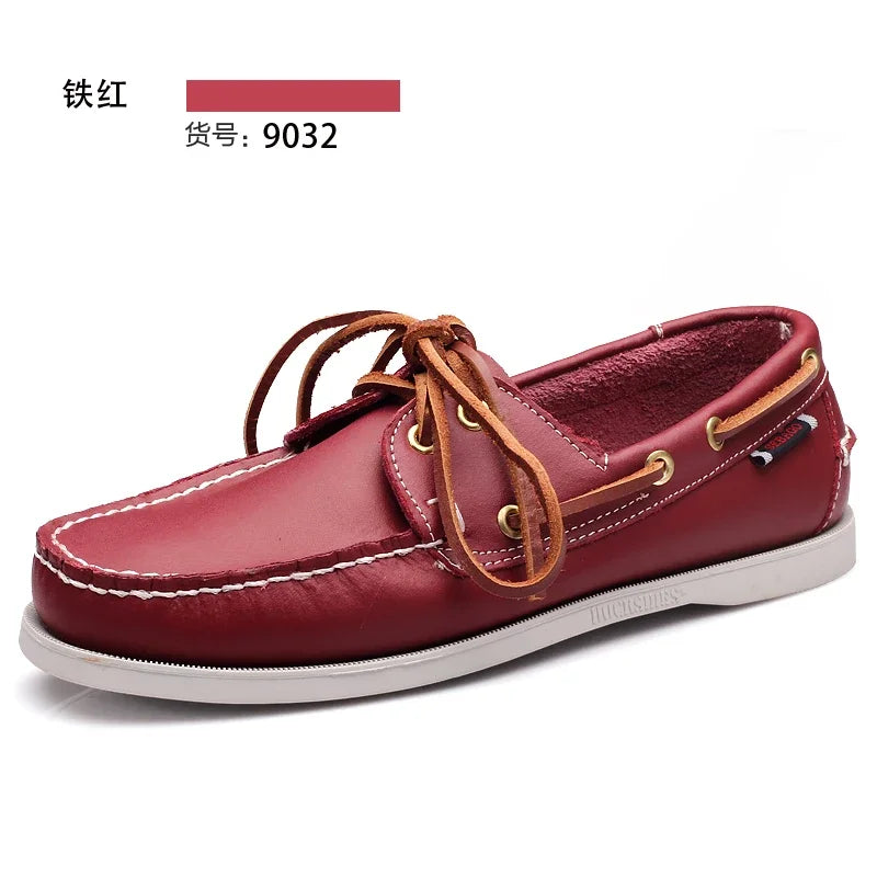 Male Classic Boat Shoes Leather Hot Sale New Men's Outdoor Walking Shoes Men Wedding Dress Shoes Lace-Up Fashion Men Loafers