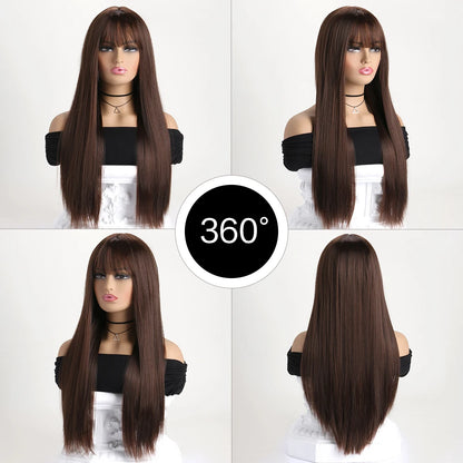 26Inch Colour Wig Long Straight Synthetic Wig for Women Fashion Wig for for Daily Halloween   Costume Party Cosplay ﻿