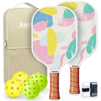 Joysent USAPA Pickleball Paddle Set T300 Carbon Fiber PP Honeycomb 14mm With 2Rackets 4Balls And 2Sweatbands For Beginner