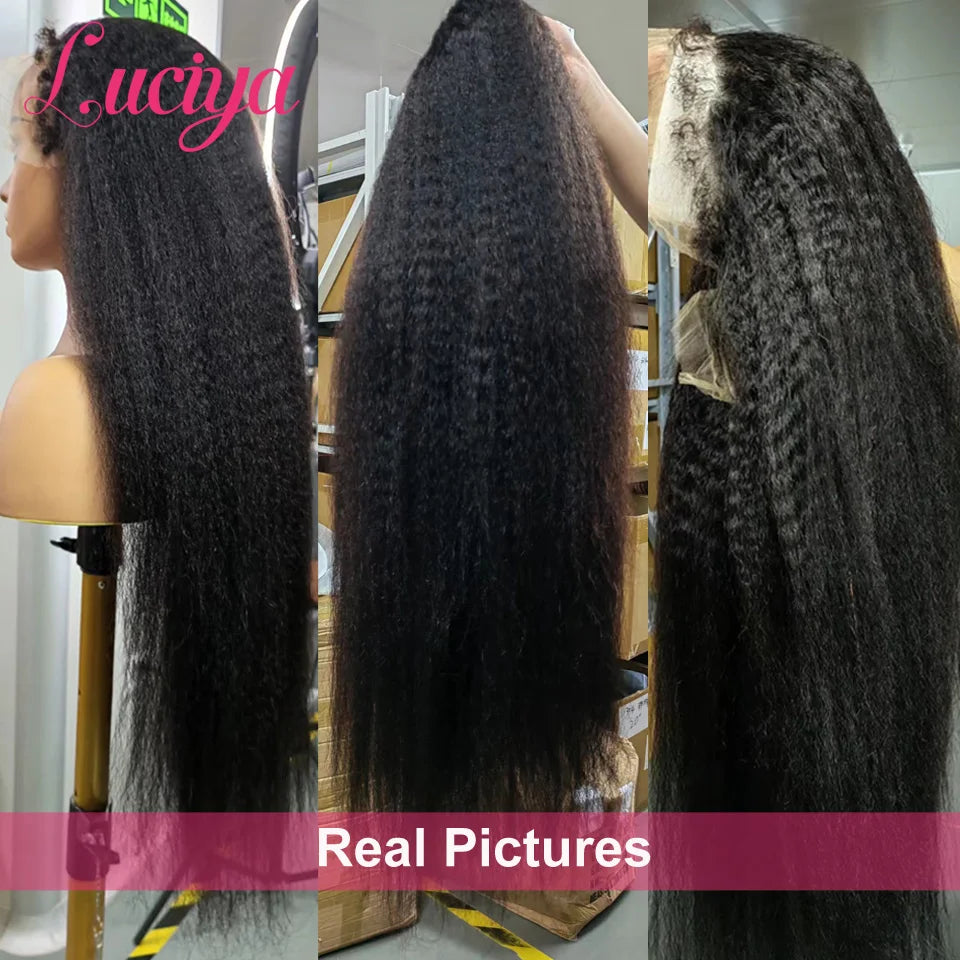 Kinky Straight Human Hair Wigs Ready To Wear 13x4/13x6 HD Lace Front Human Hair Wigs Yaki Frontal Lace Wig 5x5 Lace Closure Wigs