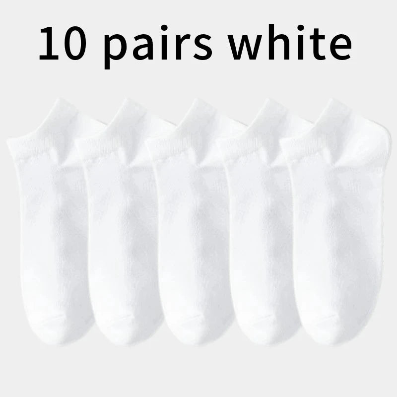 10pairs Men's Fashion Cotton Breathable Comfortable Ankle Socks, Men's Summer Socks