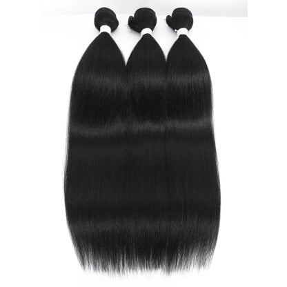 Bone Straight Hair Bundles Salon Natural Hair Extensions Fake Fibers Super Long Synthetic Yaki Straight Hair Weaving Full to End