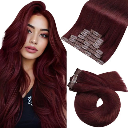 [Hot Sale] Moresoo Clip in Hair Extensions Real Natural Hair Remy Straight Set 5&7 Pcs Brazilian Clip in Human Hair Extensions