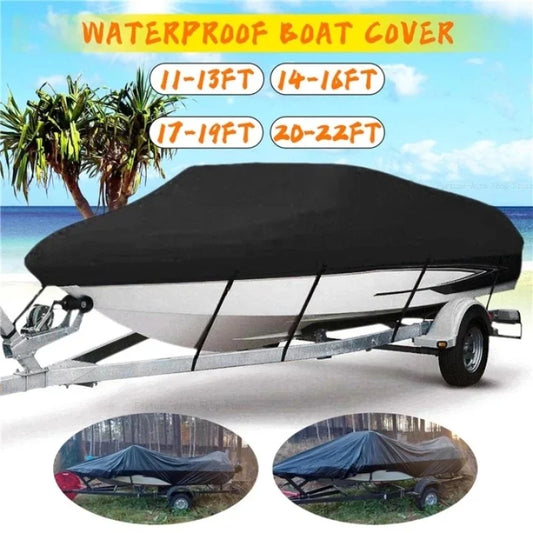 190T Oxford Fabric 11- 22FT Trailerable Yacht Barco Boat Cover Waterproof Anti-UV Marine Trailerable V-shape Canvas Boat Cover