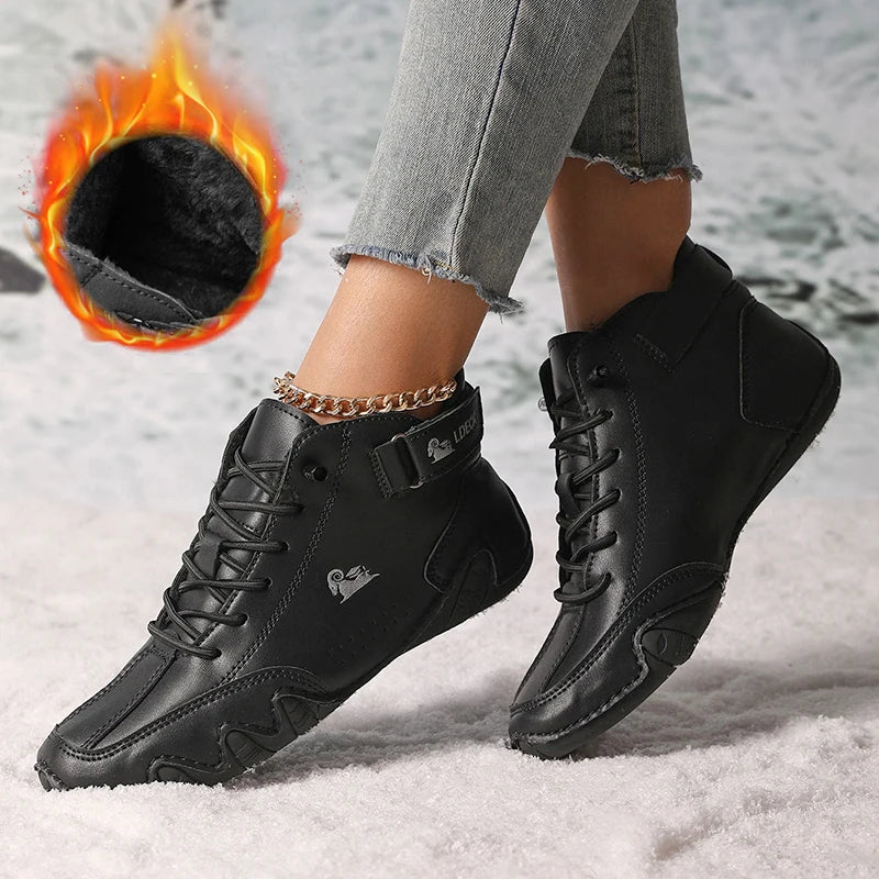 Boots for Women Winter Shoes Waterproof Ankle Boots Luxury Comfortable Warm Fur Plush Snow Boot Leather Casual Short Boots