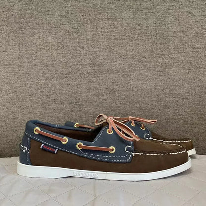 Sebago Genuine Leather Men Homme Authentic Docksides Shoes - Premium Leather Moc Toe Lace Up Boat Shoes E450