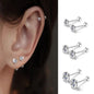 3Pairs Classic Round Zirconia Stud Earrings For Women, Stainless Steel Women's Cartilage, Tragus, Lobe, Daith Piercing Jewelry