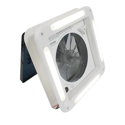 TYTXRV CE 11'' 12V RV Roof Vent Fan with LED Light & Insect-Proof Net Manual Control Lift Ceiling Exhaust Fan Smoke Lid