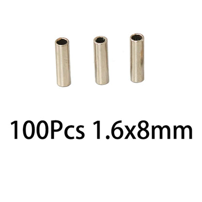 100pcs Fishing Line Connector Fixing Accessories Crimp Sleeve Copper Tube Wire Pipe Crimp Sleeves Carp Fishing Accessories Pesca