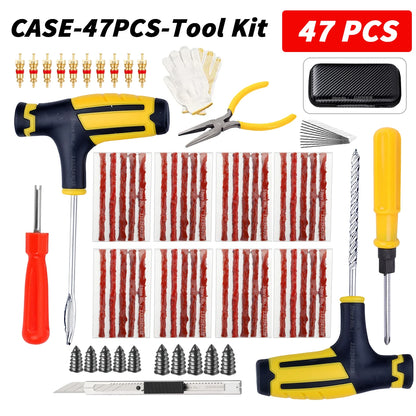 Car Tire Repair Kit Puncture Plug Tools Tyre Puncture Emergency for Universal Tire Strips Stiring Glue Repair Tool Kit