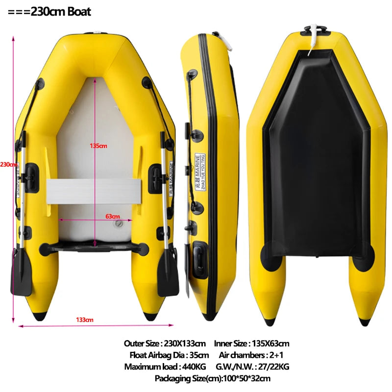 New 0.9mm Thickening (2.3~3.3m) Assault Boat Set 2-6 People Assault Boat Air Alloy Floor Lifeboat Kayak Inflatable Fishing Boat