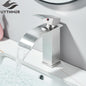 Brushed Golden Basin Faucets Elegant Waterfall Bathroom Sink Faucet Single Lever Hole Deck Mount Brass  Mixer Taps