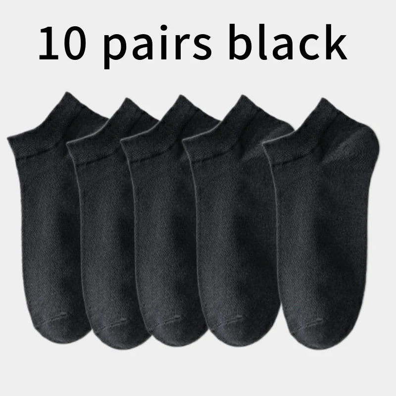 10pairs Men's Fashion Cotton Breathable Comfortable Ankle Socks, Men's Summer Socks