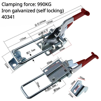 304 Stainless Steel / Iron galvanized Quick Fixture Adjustable Buckle Lock Clamp Box Buckle Horizontal Fixture Door Bolt Clamp