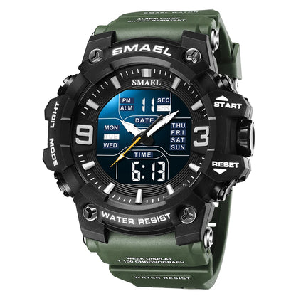 SMAEL Waterproof 5Bar Sports Digital Watch Male Large Dial Daily Alarm Stopwatch Men's Electronic Wristwatch Clock 8049