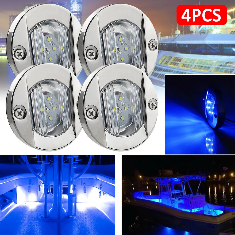 3Inch 6 Led Round Chrome Marine LED Transom Mount Stern Anchor Navigation Light Waterproof Boat Marine Lights 6-2835-SMD 12V DC