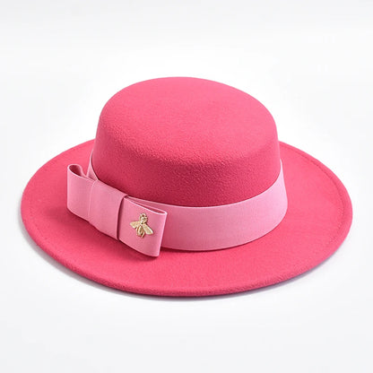 Fedora Hat for Women Fashion Formal Wedding Decorate Church Cap Flat Top Bow Party Jazz Hat Chapeau Femme