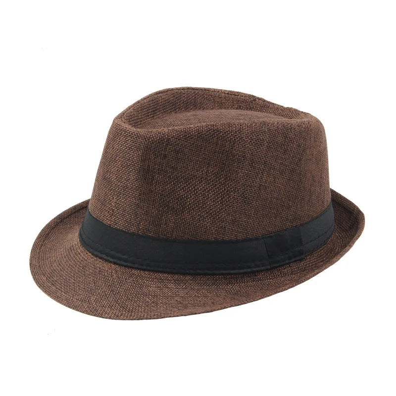 Trendy Wide Brim Men Straw Hat Women Summer Solid Color Fedoras Jazz Sun Cap Outdoor Casual Panama Cowboy Hats