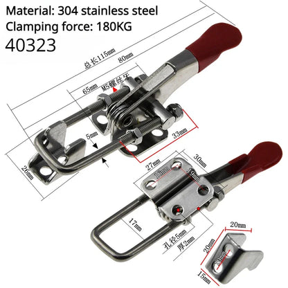 304 Stainless Steel / Iron galvanized Quick Fixture Adjustable Buckle Lock Clamp Box Buckle Horizontal Fixture Door Bolt Clamp