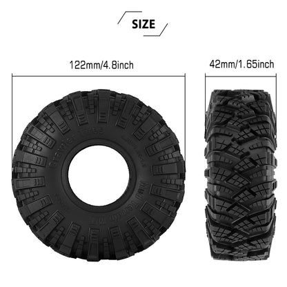 INJORA Kraken Claw 122*42MM Mud Terrain 1.9" Wheel Tires for 1/10 RC Crawler Car Axial SCX10 Pro Capra UTB18 TRX4 Redcat (T1912)