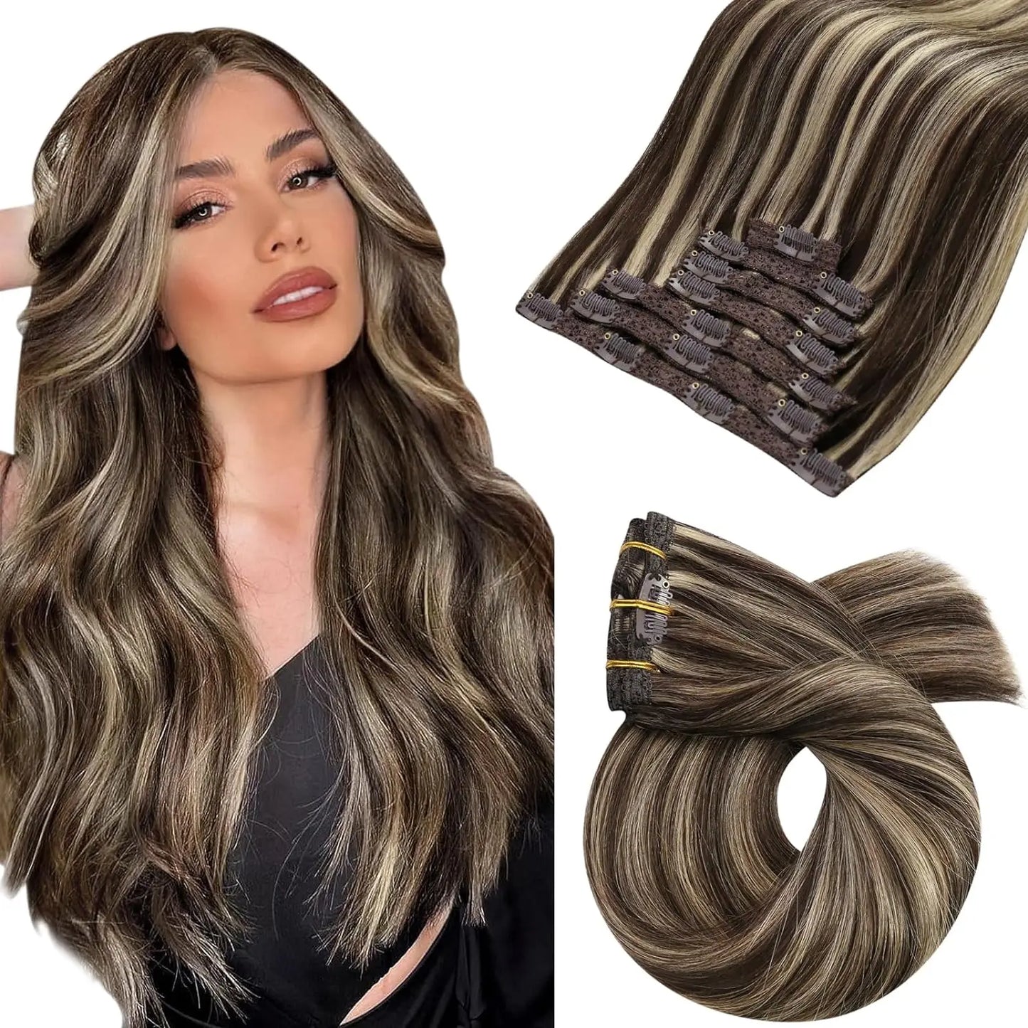 [Hot Sale] Moresoo Clip in Hair Extensions Real Natural Hair Remy Straight Set 5&7 Pcs Brazilian Clip in Human Hair Extensions