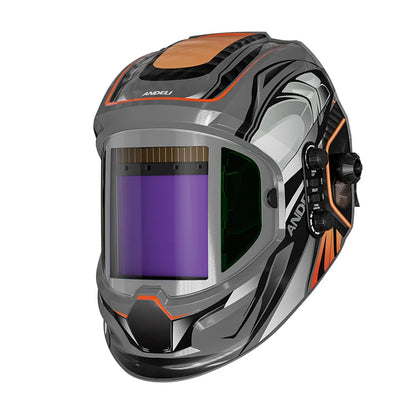 ANDELI Auto Darkening Welding Helmet with Side View Panoramic 180° Large Viewing True Color Solar Powered Welding Mask