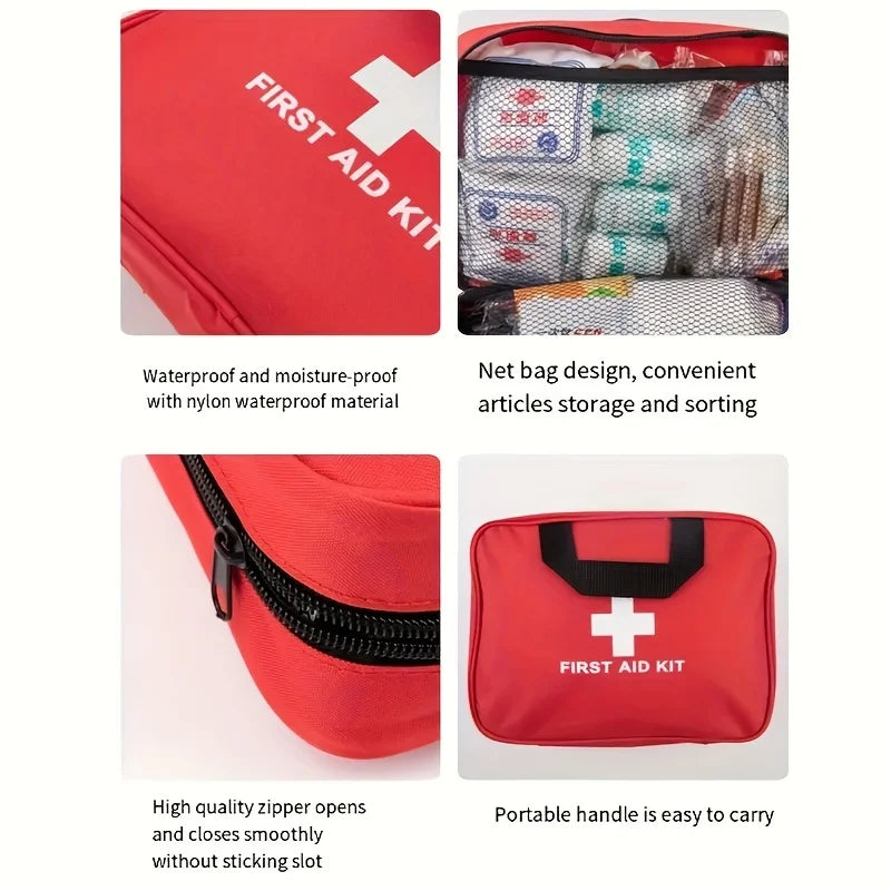 184pcs First Aid Kit, Multi-purpose Emergency Medical Supplies Portable Medical Bag, For Outdoor Hiking, Camping And More