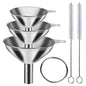 3/5 Pcs Stainless Steel Kitchen Funnels Set Food Grade Metal Funnels for Filling Bottles Small Funnels for Essential Oil Spices