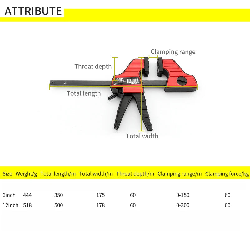 4 6 12 Inch Quick Ratchet F Clamp Heavy Duty Wood Working Work Bar Clamp Clip Kit Woodworking Reverse clamping 100 150 300mm