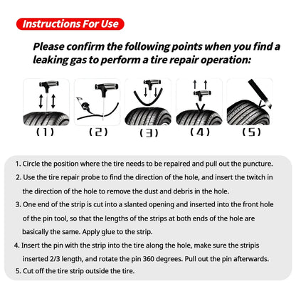 Car Tire Repair Kit Puncture Plug Tools Tyre Puncture Emergency for Universal Tire Strips Stiring Glue Repair Tool Kit