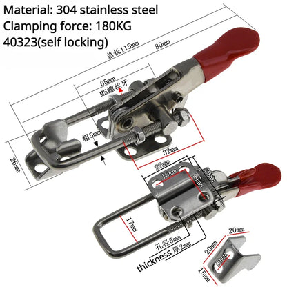 304 Stainless Steel / Iron galvanized Quick Fixture Adjustable Buckle Lock Clamp Box Buckle Horizontal Fixture Door Bolt Clamp