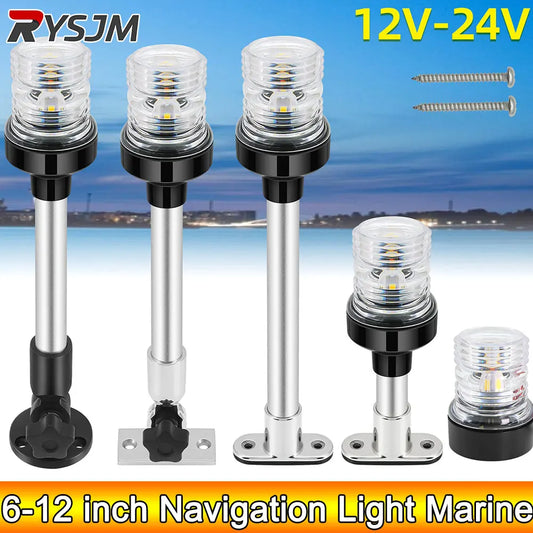 AD 12V 24V Sailing Signal Light Boat Navigation Light Fold Down 360 Degree LED for Yacht Marine Anchor Light Boat Accessories