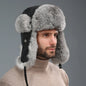 2024 New Winter Hat For Men Real Rabbit Fur Ear Cap Warm Winter Men Hat Fur Beret Russian Hats High Quality to Keep Warm