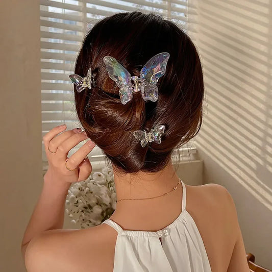Cute Transparent Hair Claw Clips Barrettes Mini Butterfly Hair Clips for Women Non-slip Girls Headband Hair Accessories